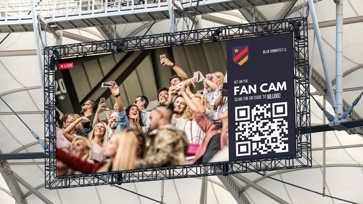 Big-screen fan-cam activation for live sporting events
